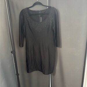 St. John Black Dress with Beaded Detail